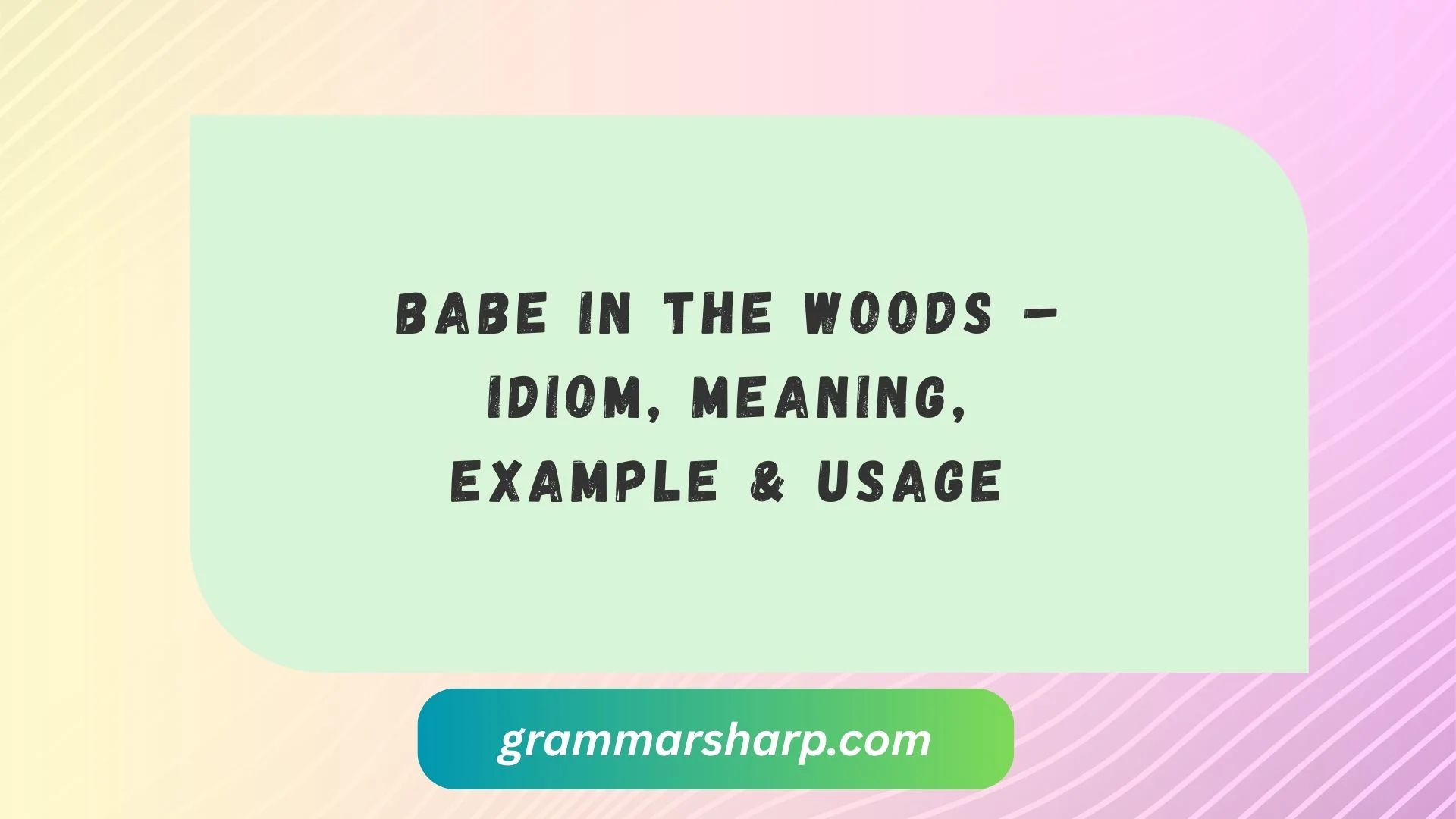 Babe in the Woods – Idiom, Meaning, Example & Usage